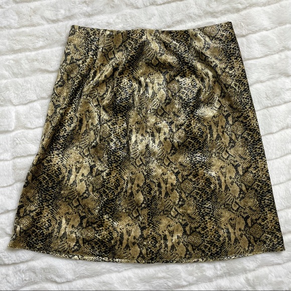 Vintage Metallic Gold Snakeskin Velvet Skirt Sz S - Picture 8 of 8